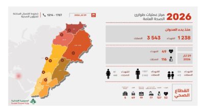 التقرير اليومي للعدوان الاسرائيلي على لبنان: 1238 شهيدا و3543 جريحا