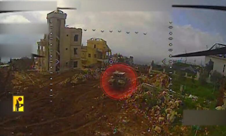 بالفيديو | مشاهد من استهداف المقاومة دبابة ميركافا في بلدة الخيام جنوبي لبنان بمحلقة