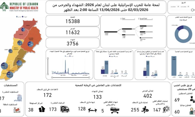 تحديث الحصيلة الإجمالية للعدوان: 3756 شهيدا و 11632 جريحا