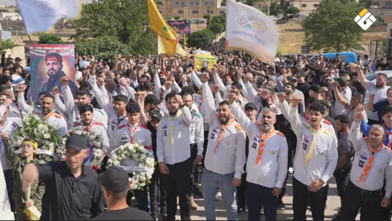 تشييع حاشد للشهيد حسين سهاد شمص في شعت بمشاركة حزب الله وكشافة الإمام المهدي