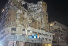 لبنان | انهيار مبنى في منطقة بئر العبد بالضاحية الجنوبية لبيروت بعد أن تعرض لاستهداف سابق خلال الحرب